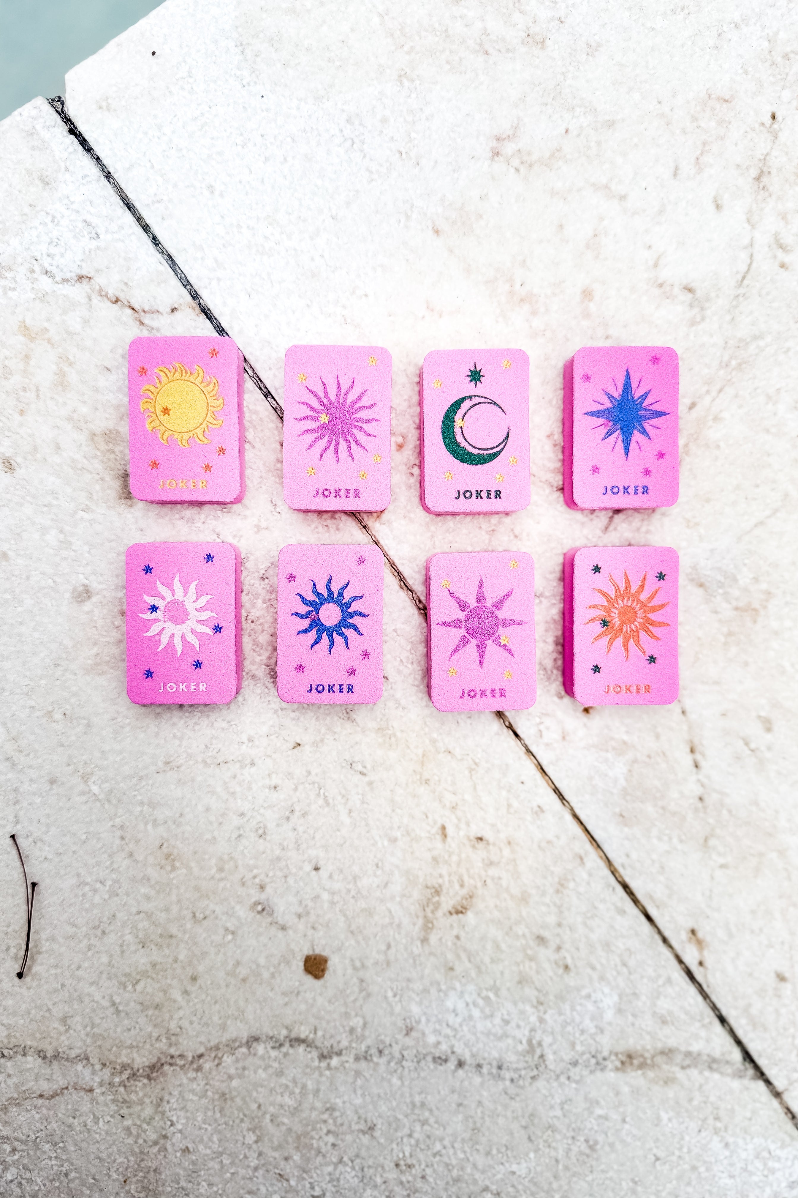 Floating Mahjong Tiles in Floral Pink for the Pool