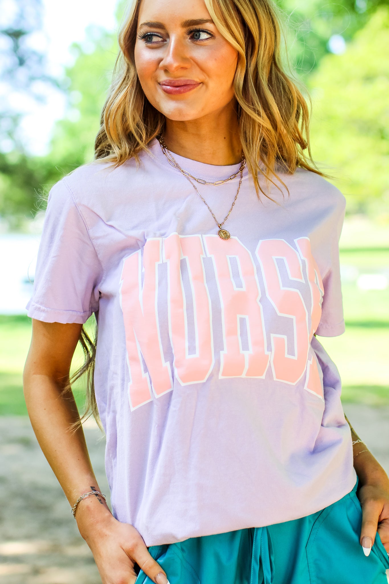 Nurse Block Tee in Lavender