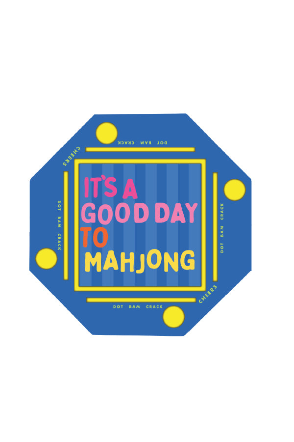 Floating Mahjong Tile Mat in 'It's a Good Day to Mahjong' Blue