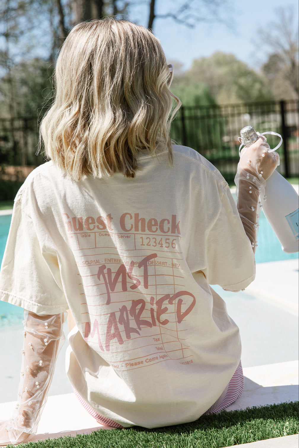 Just Married Tee In Ivory- Girl Tribe Co. Bride Collection 