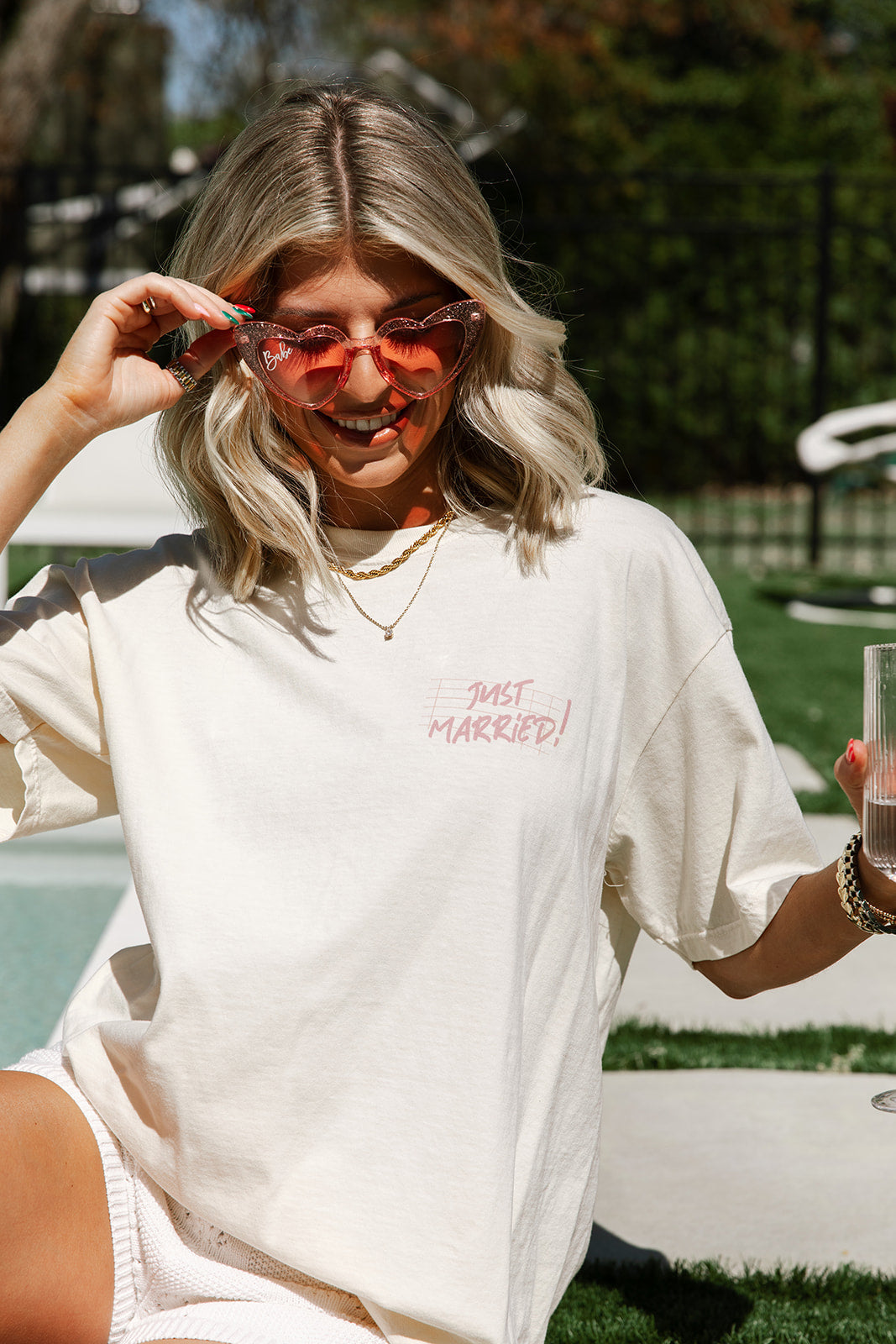 Just Married Tee In Ivory- Girl Tribe Co. Bride Collection 