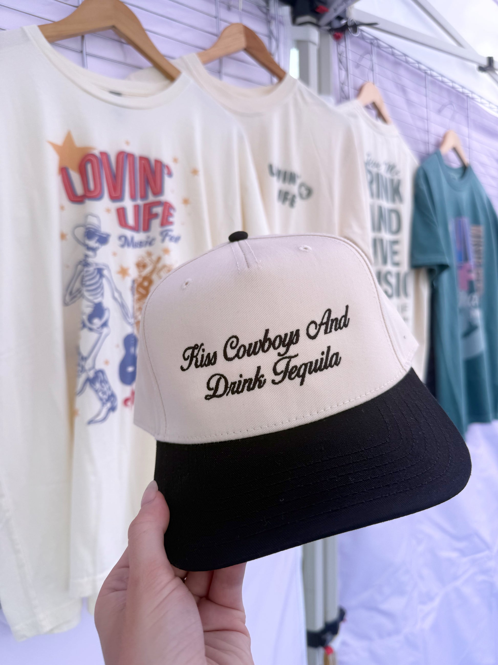 Kiss Cowboys and Drink Tequila in Black and Ivory- Girl Tribe Co. Long Live Cowgirls 