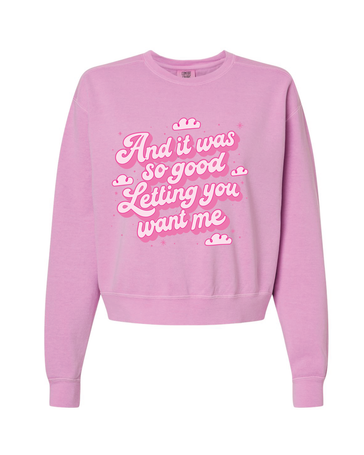 Letting You Want Me Cropped Sweatshirt in Pink