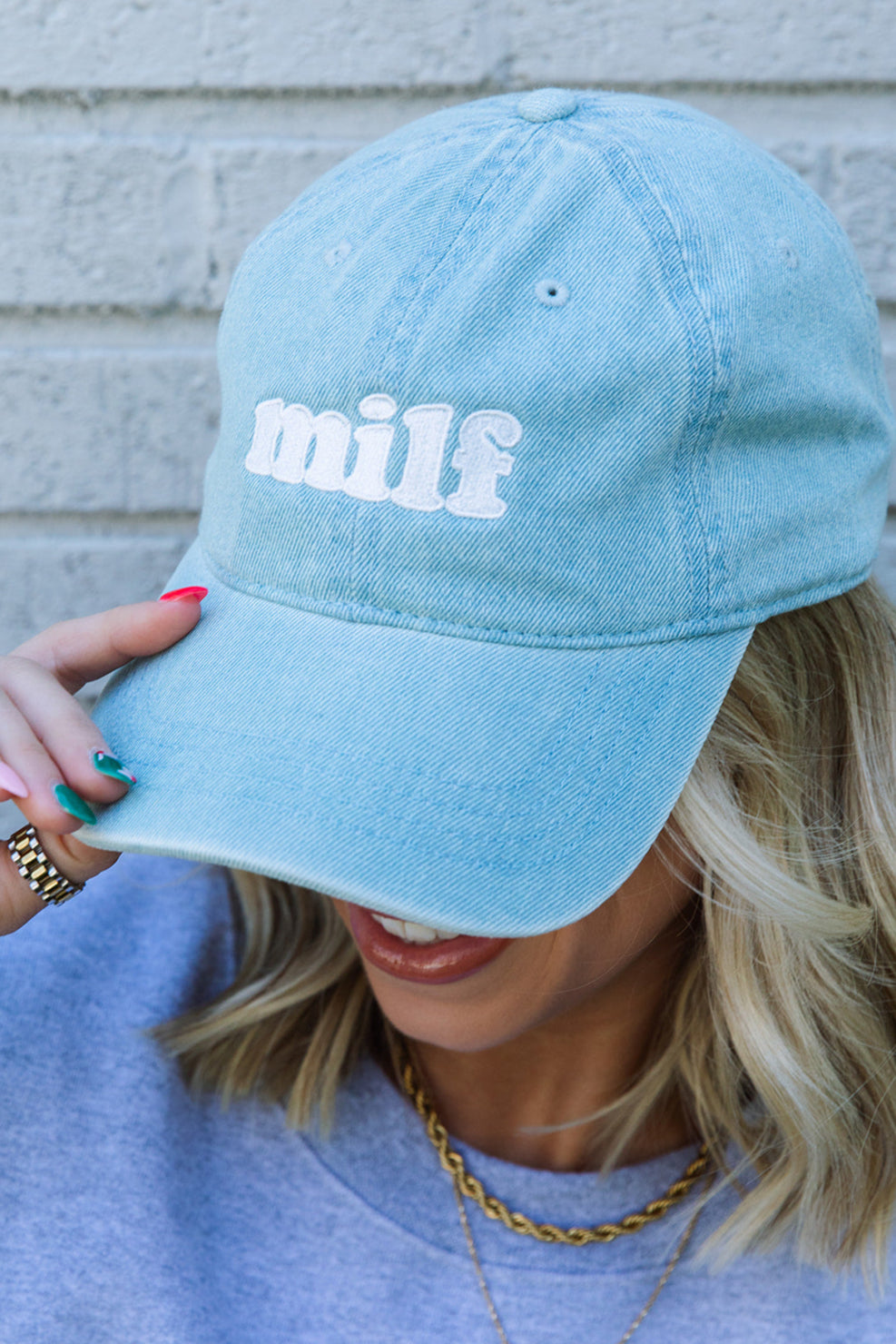 MILF Hat In Light Blue-Girl Tribe Co. Cool Mom Club 
