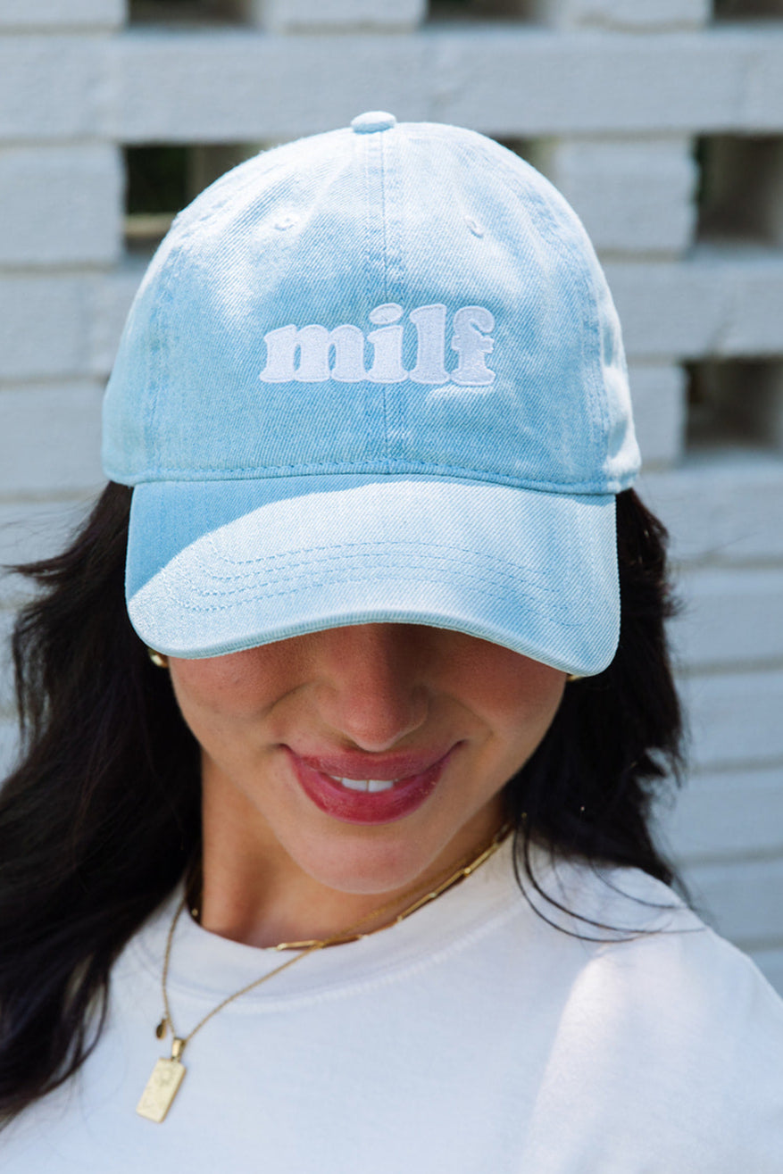 MILF Hat In Light Blue-Girl Tribe Co. Cool Mom Club 