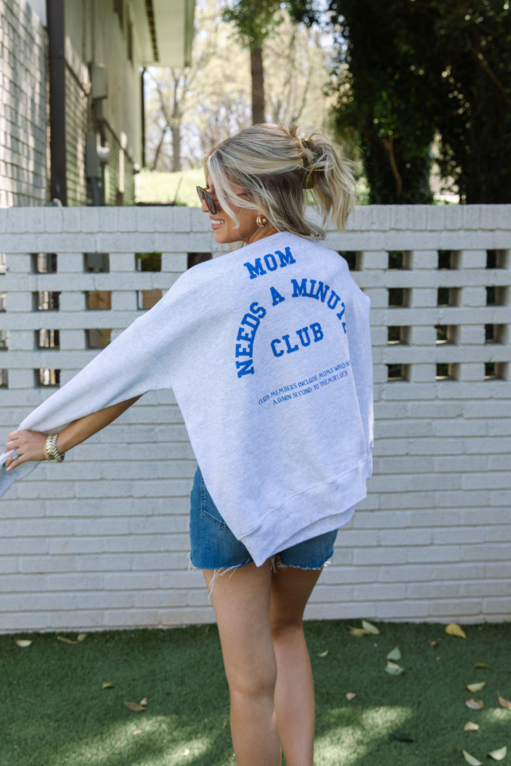 Mom Needs A Minute Sweatshirt In Ash- Girl Tribe Co. Cool Mom Club 