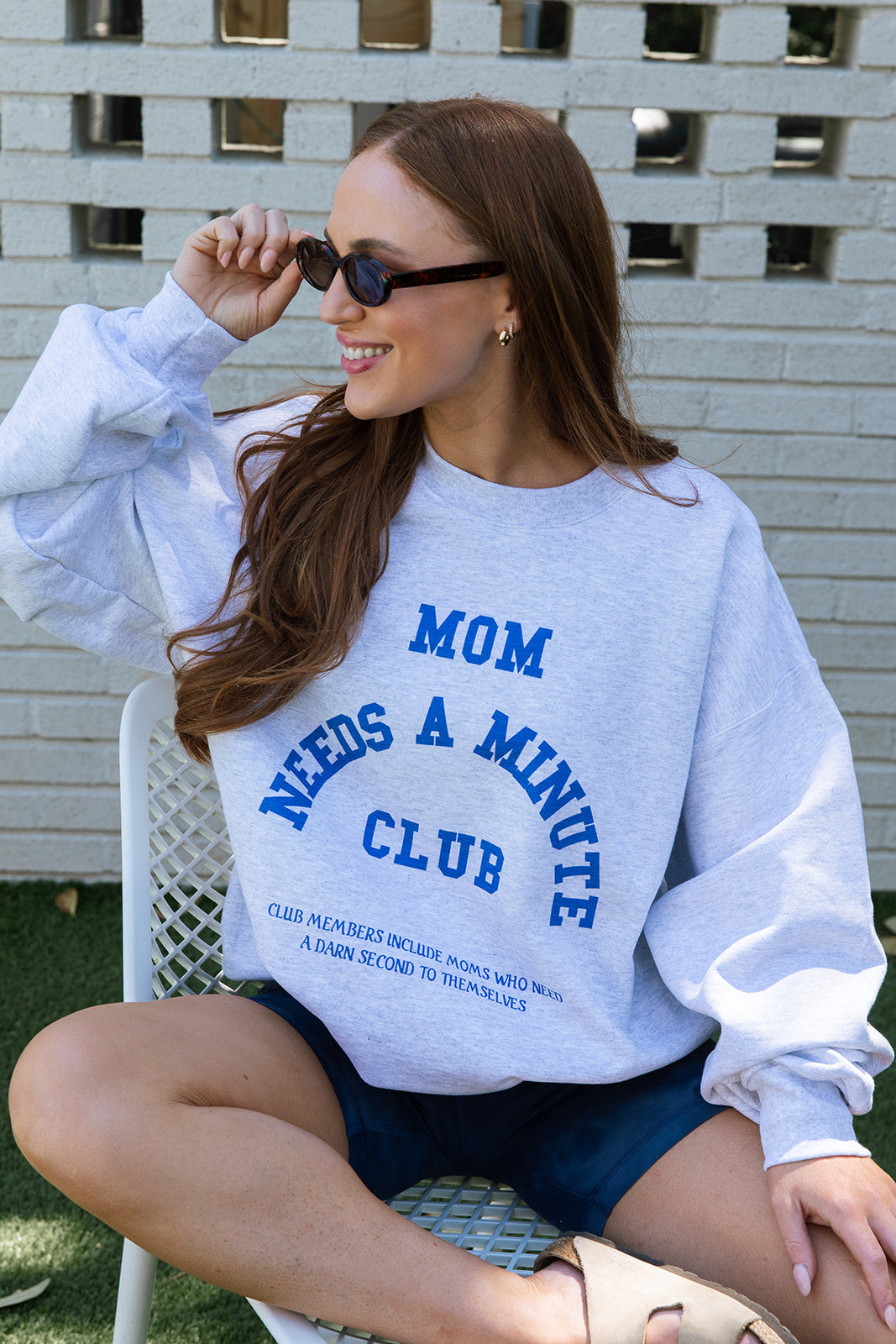 Mom Needs A Minute Sweatshirt In Ash- Girl Tribe Co. Cool Mom Club 