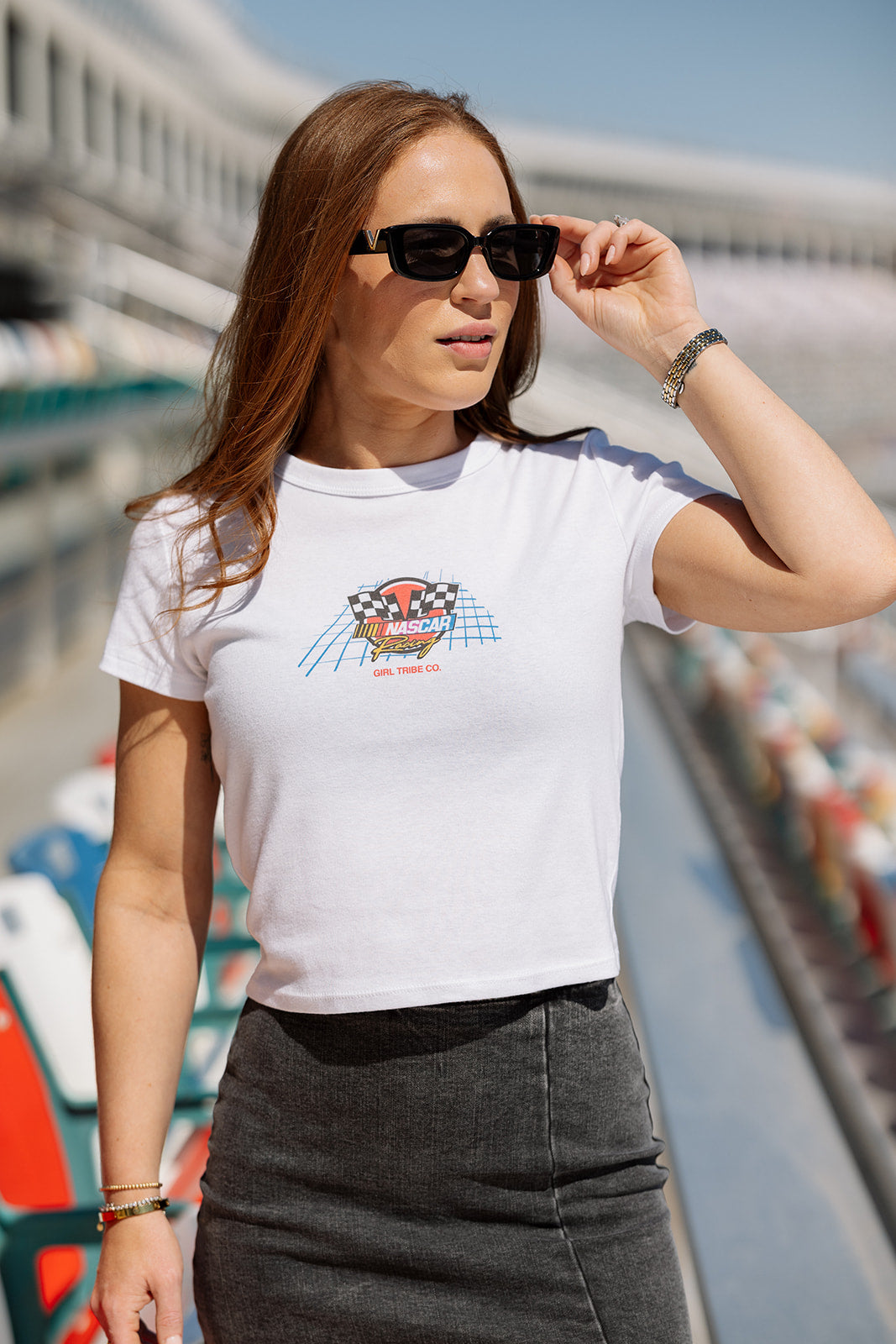 NASCAR 90's Racing Baby Tee- Girl Tribe Co. NASCAR X Girl Tribe 