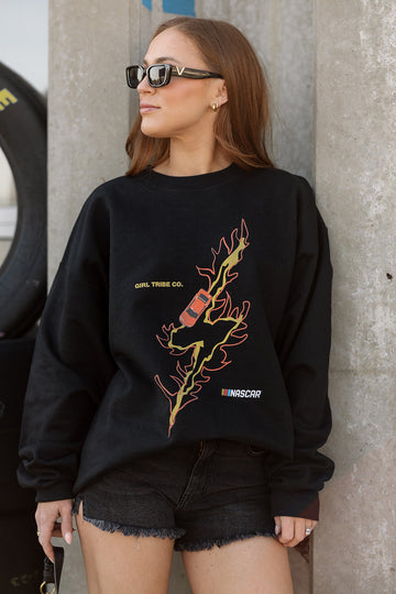 NASCAR Lightning Bolt Sweatshirt- Girl Tribe Co. NASCAR X Girl Tribe 