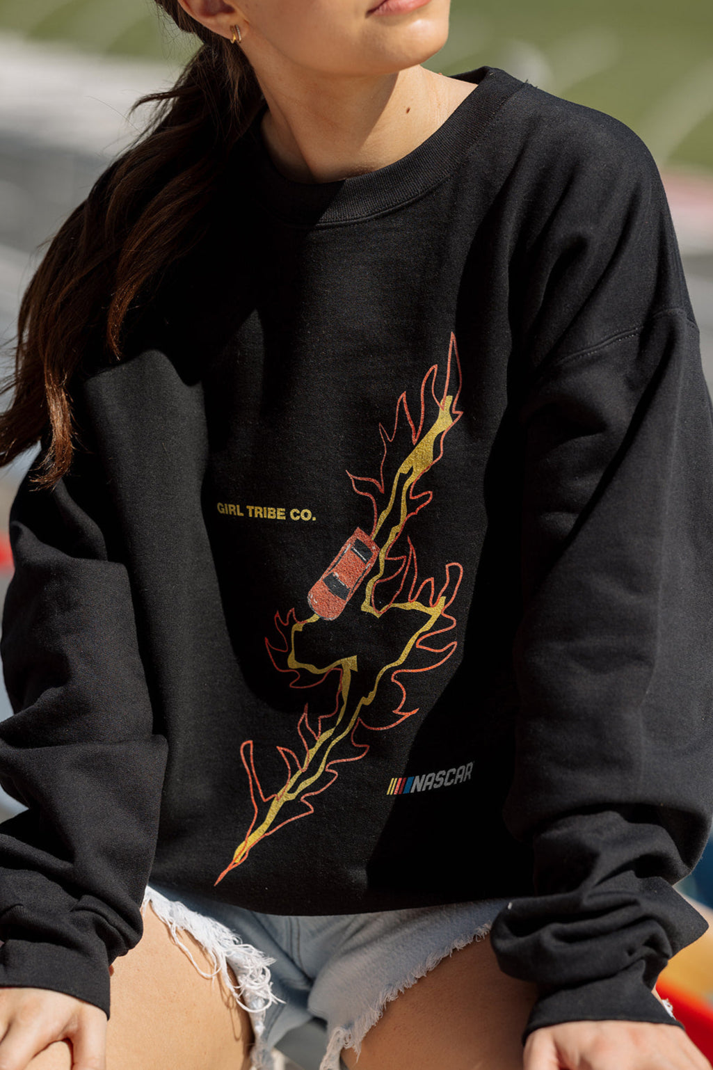 NASCAR Lightning Bolt Sweatshirt- Girl Tribe Co. NASCAR X Girl Tribe 