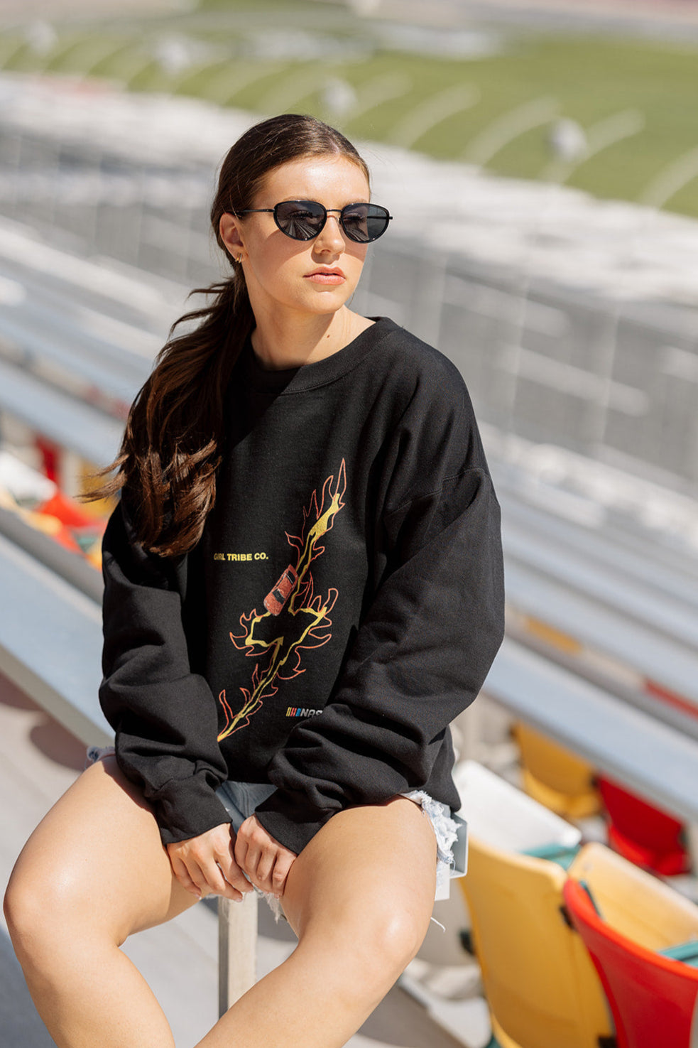 NASCAR Lightning Bolt Sweatshirt- Girl Tribe Co. NASCAR X Girl Tribe 