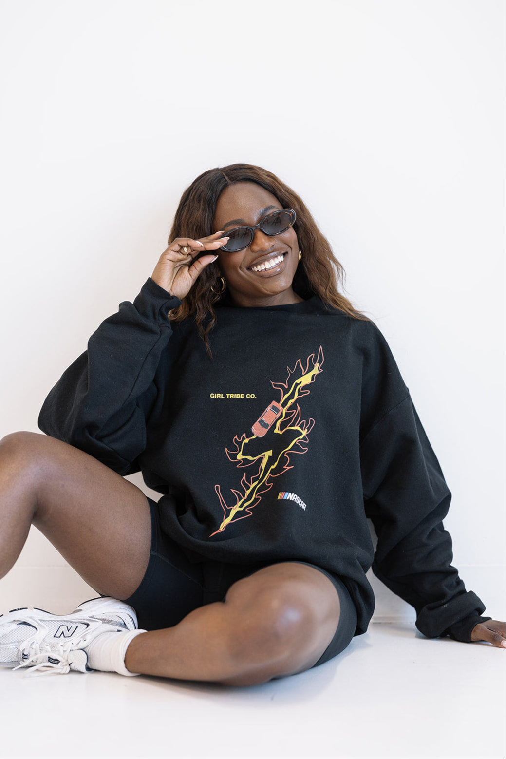 NASCAR Lightning Bolt Sweatshirt- Girl Tribe Co. NASCAR X Girl Tribe 