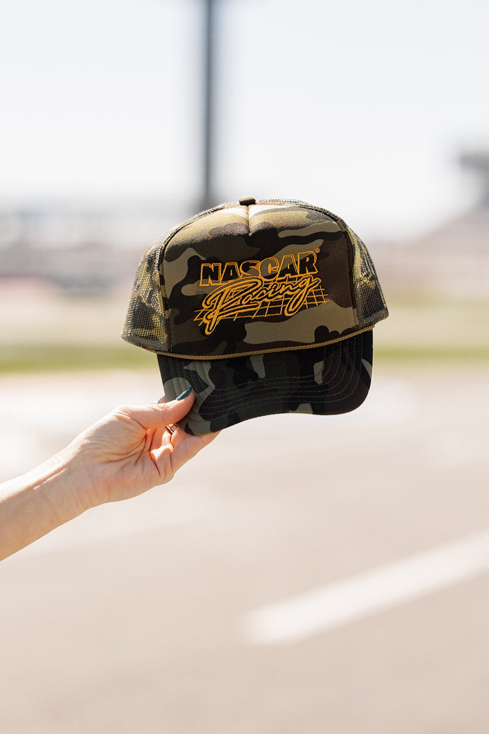 NASCAR Racing Camo Trucker Hat- Girl Tribe Co. NASCAR X Girl Tribe 