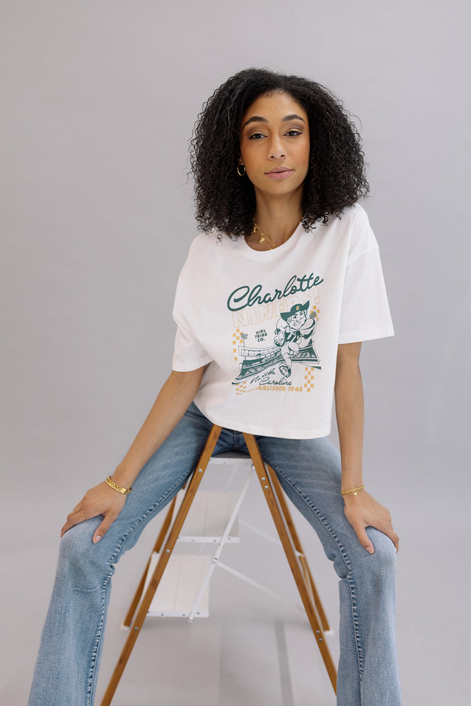 Niners Checkered Concert Crop Tee- Girl Tribe Co. UNCC X Girl Tribe 