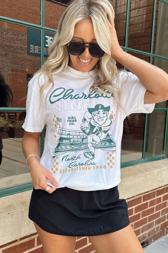 UNC Charlotte Niners Tee In White - UNC Charlotte x Girl Tribe Co. Collection