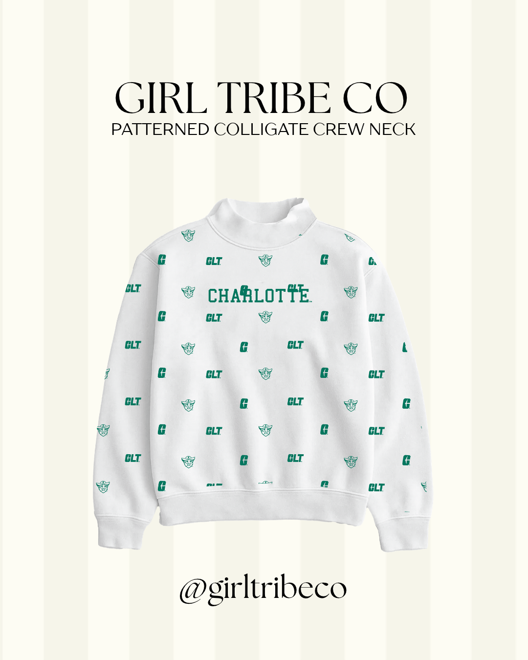 UNC Charlotte Logo Embroidered Mock Neck