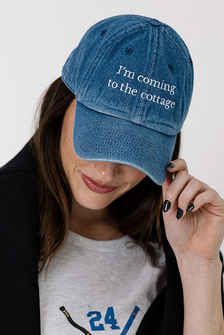 I'm coming to the cottage hat in denim