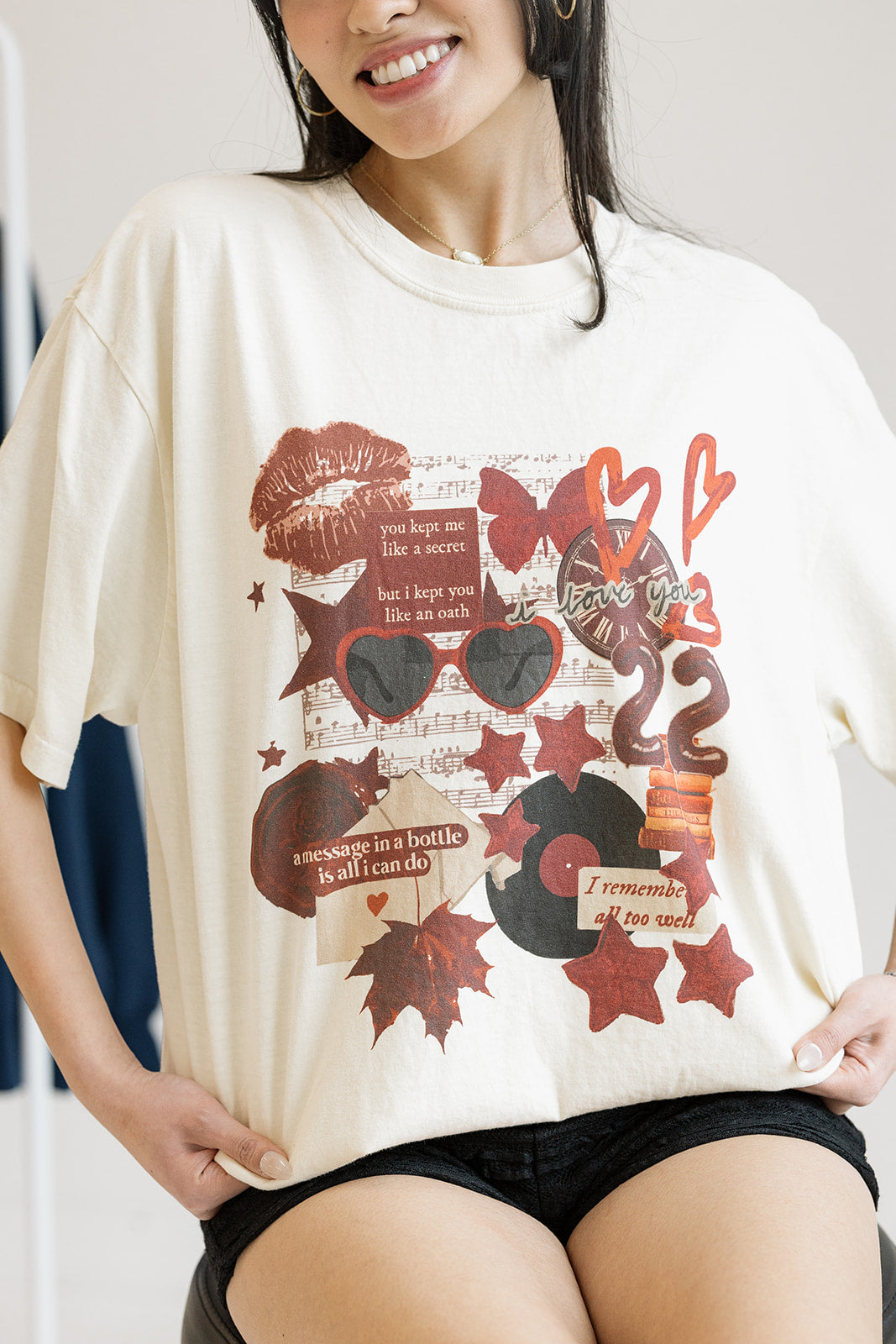 SHIPPOOOU Women Sexy Graphic T Shirt Loose Fit Crew Neck