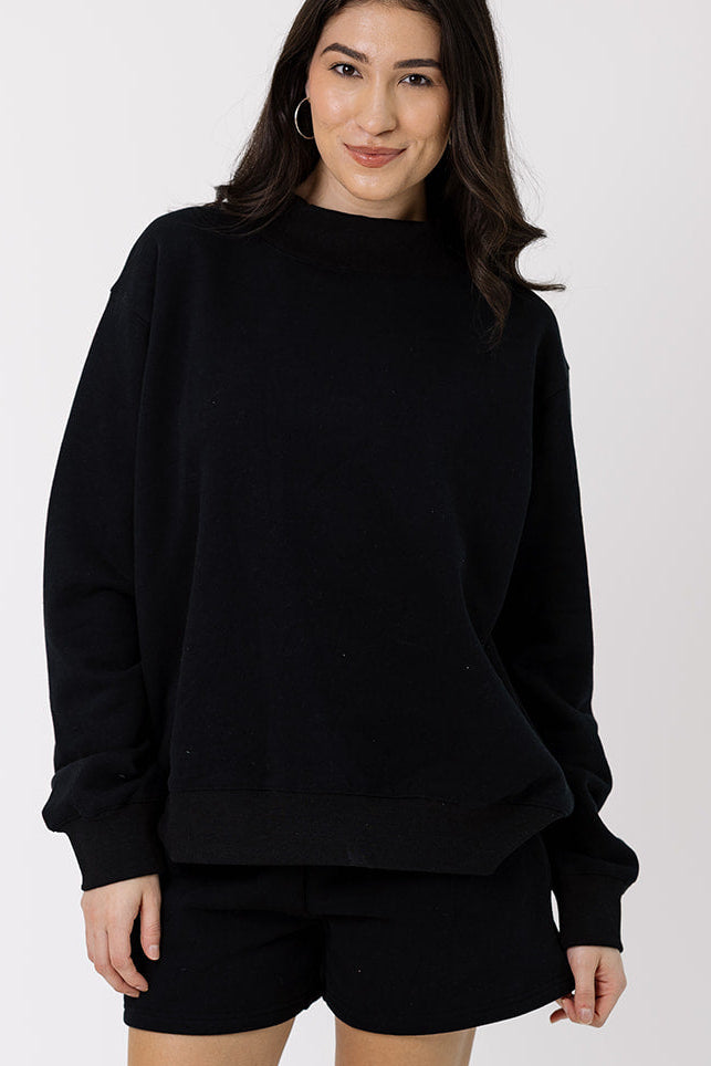 Girl Tribe Embroidered Mock Neck in Black