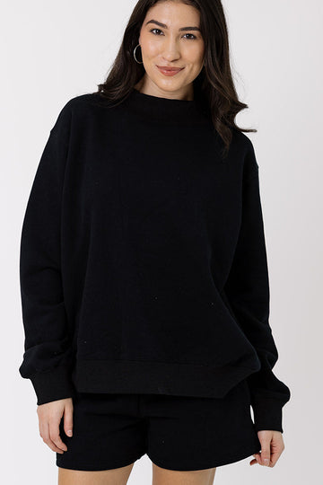 Girl Tribe Embroidered Mock Neck in Black