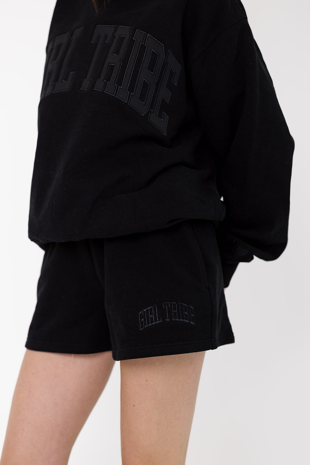 Girl Tribe Embroidered Mock Neck in Black