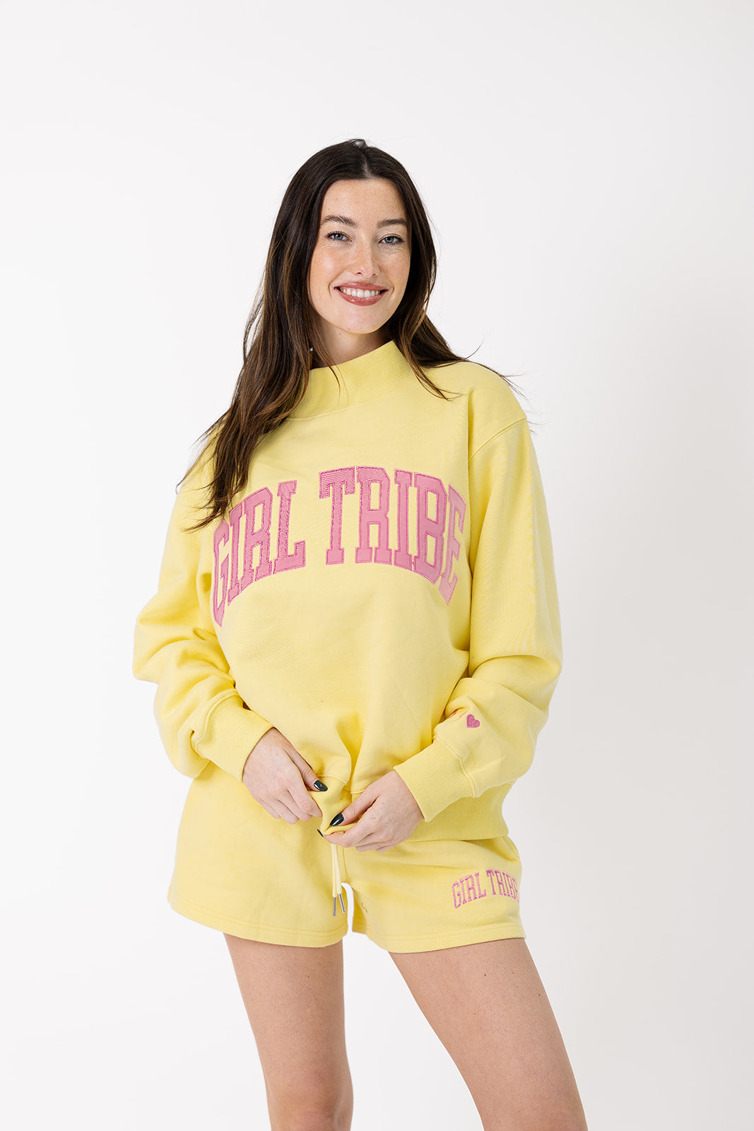 Girl Tribe Mock Neck Embroidered in Yellow