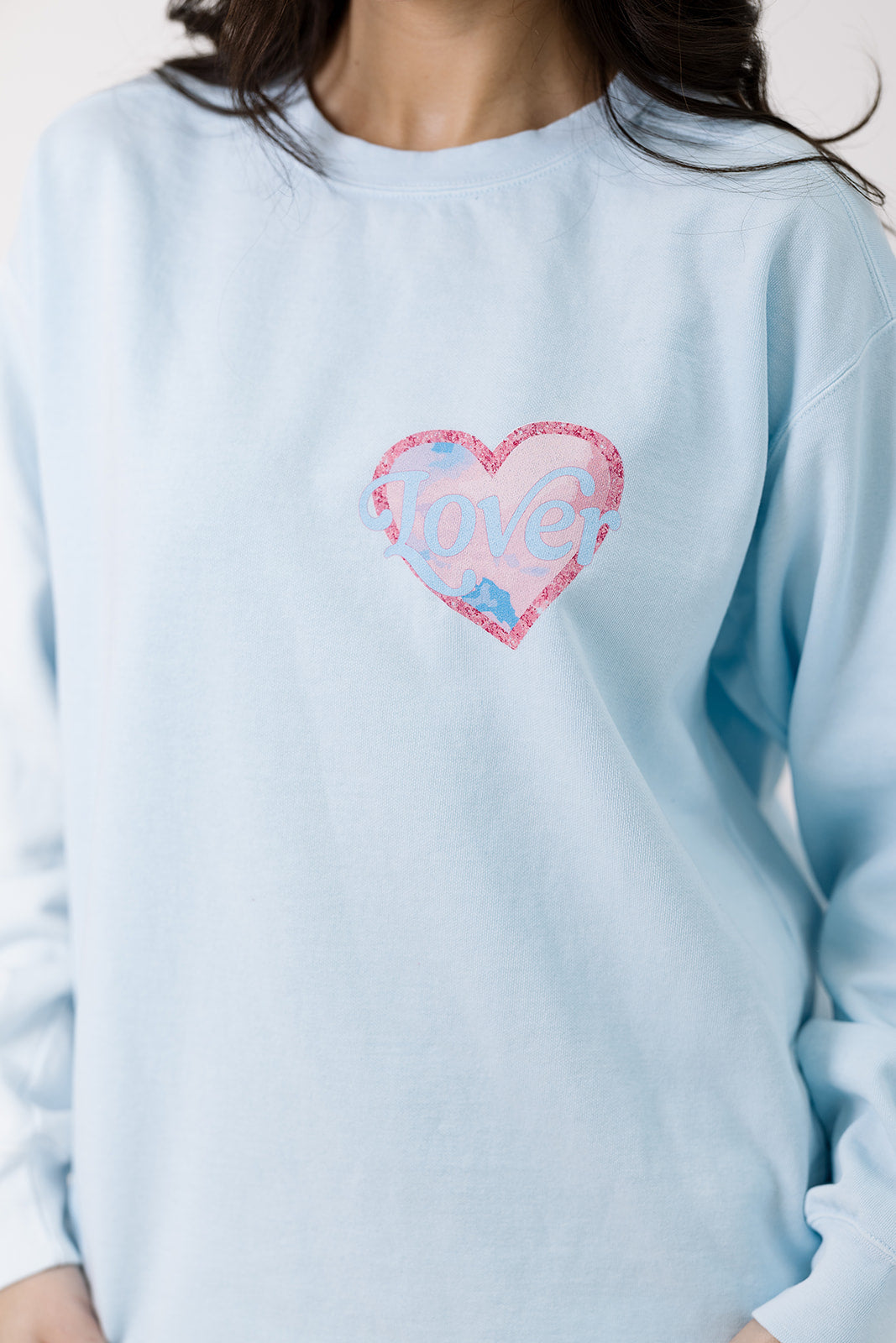 Lover Heart Crewneck in Sky Blue