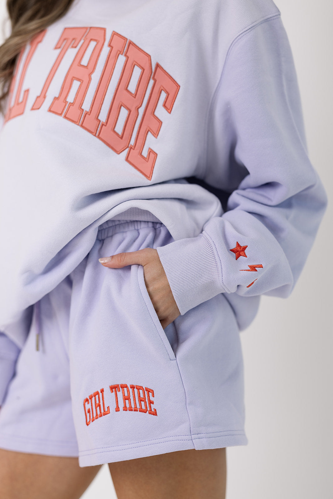 Girl Tribe Embroidered Mock Neck in Lavender