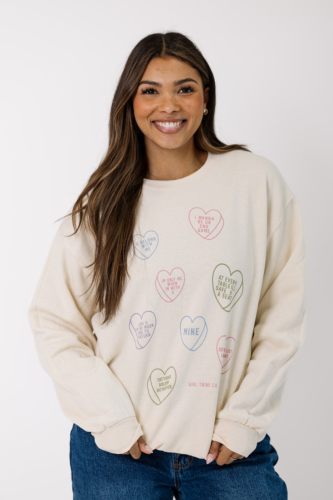 Conversational Hearts Sweatshirt in Ivory