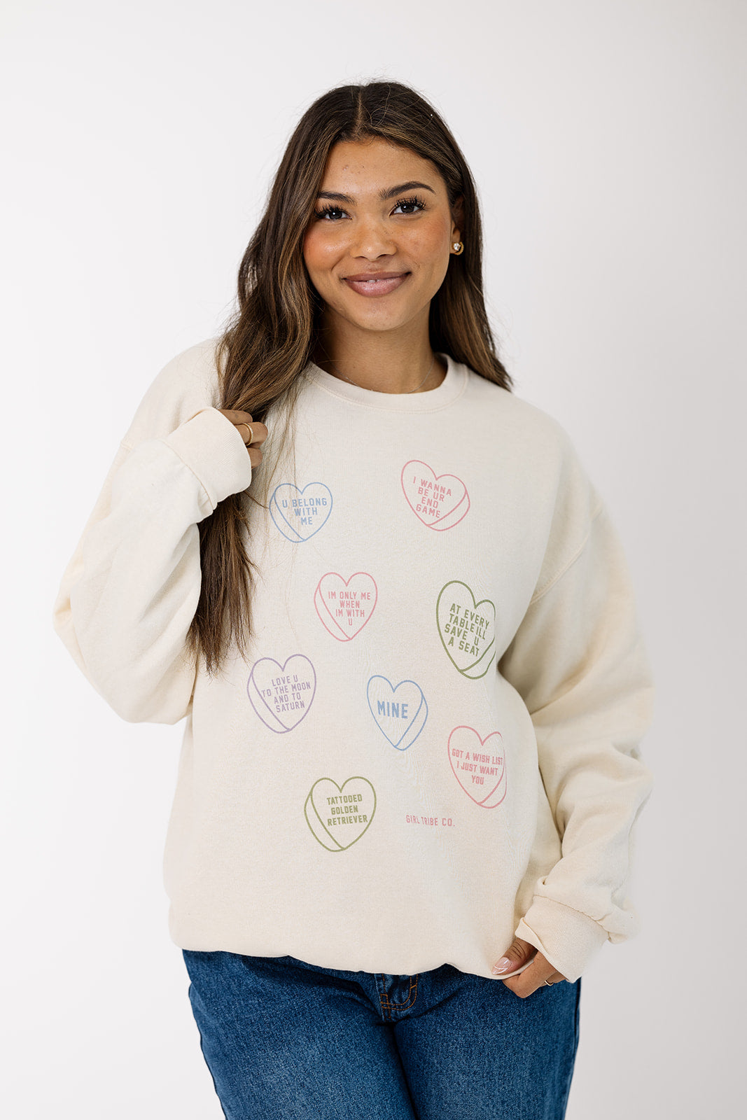 Conversational Hearts Sweatshirt in Ivory