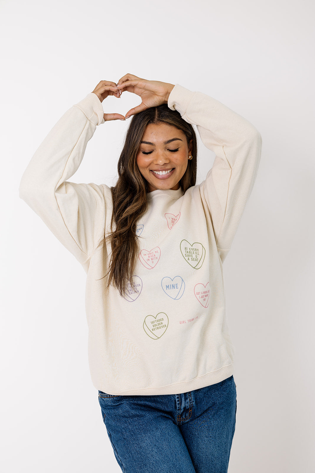Conversational Hearts Sweatshirt in Ivory