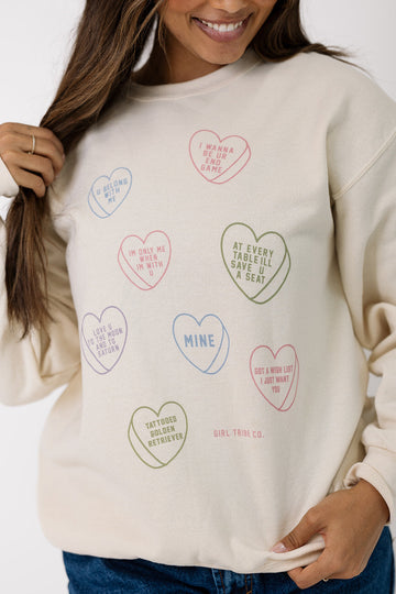 Conversational Hearts Sweatshirt in Ivory