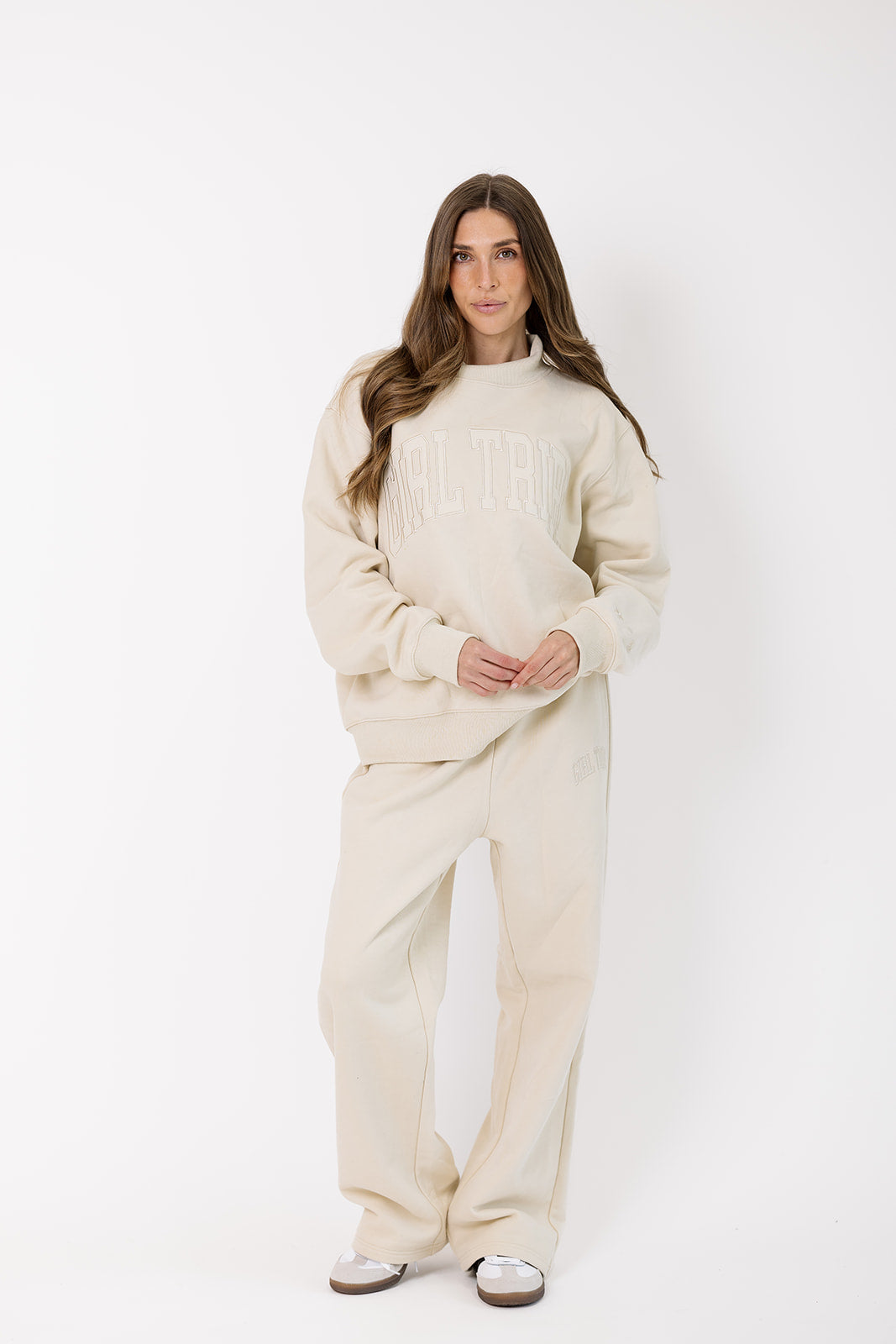 Girl Tribe Embroidered Mock Neck in Cream