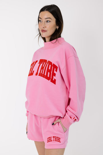 Girl Tribe Embroidered Sweatshorts in Pink