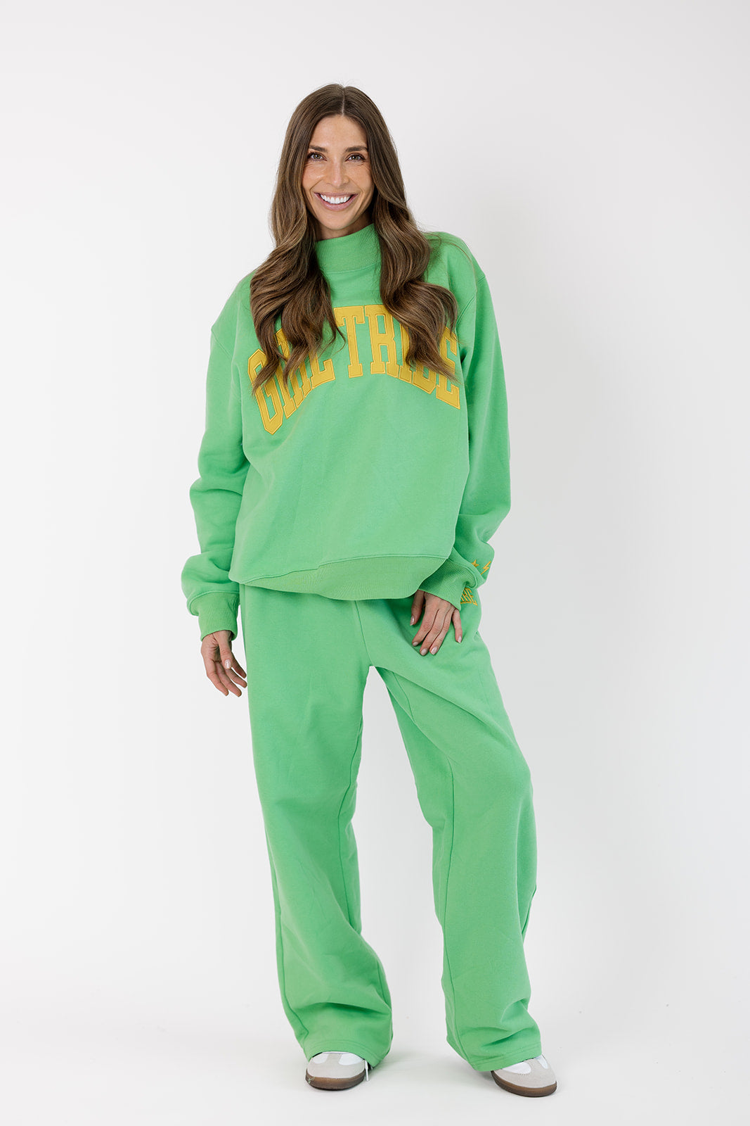 Girl Tribe Embroidered Mock Neck in Spring Green