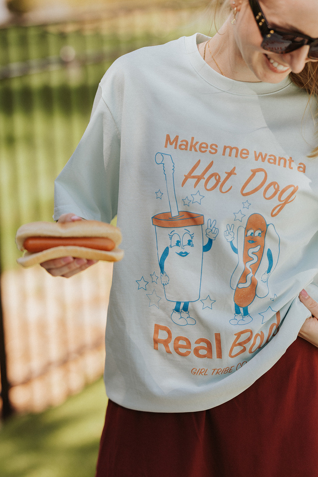 Legally Blonde Hot Dog Tee in Light Blue