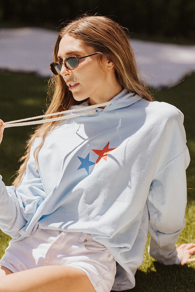 Party in the USA Collage Hoodie in Blue