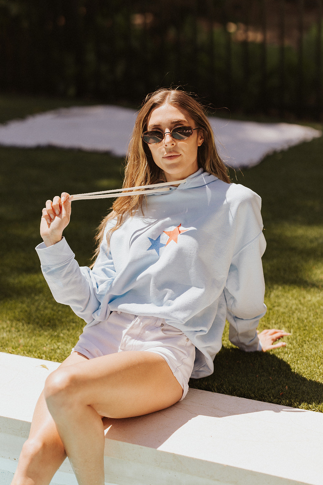 Party in the USA Collage Hoodie in Blue
