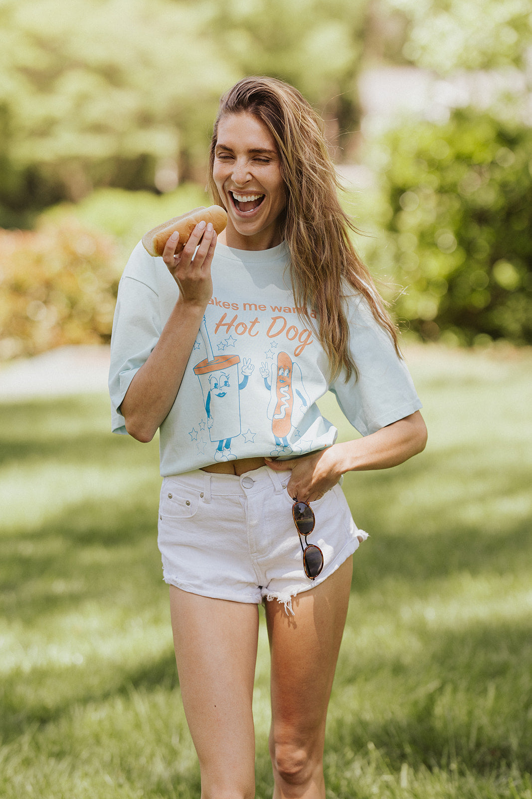 Legally Blonde Hot Dog Tee in Light Blue