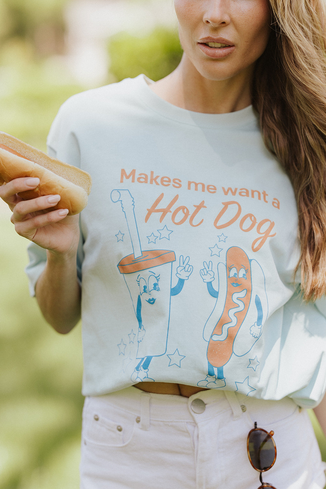 Legally Blonde Hot Dog Tee in Light Blue