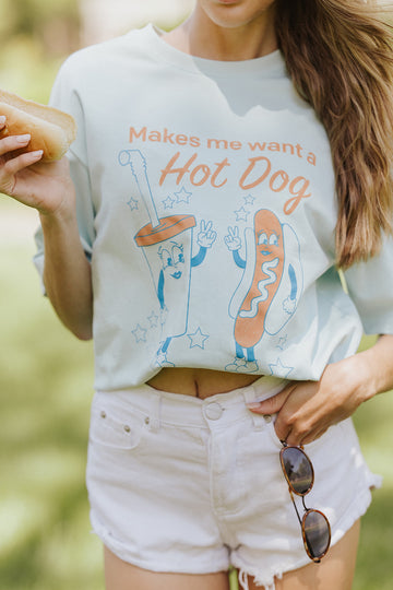 Legally Blonde Hot Dog Tee in Light Blue