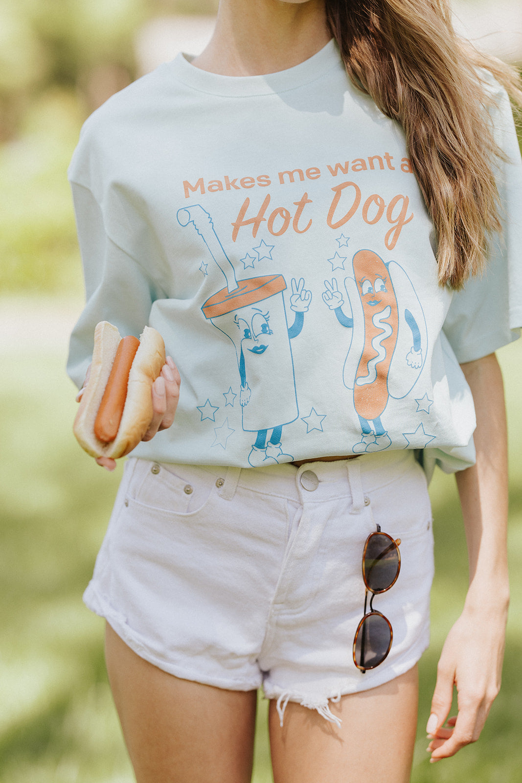 Legally Blonde Hot Dog Tee in Light Blue