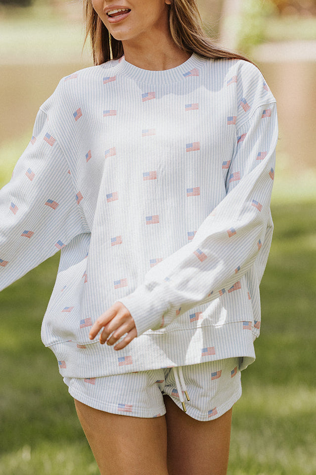 Girl Tribe Co American Stripes Pattern Sweat Shorts