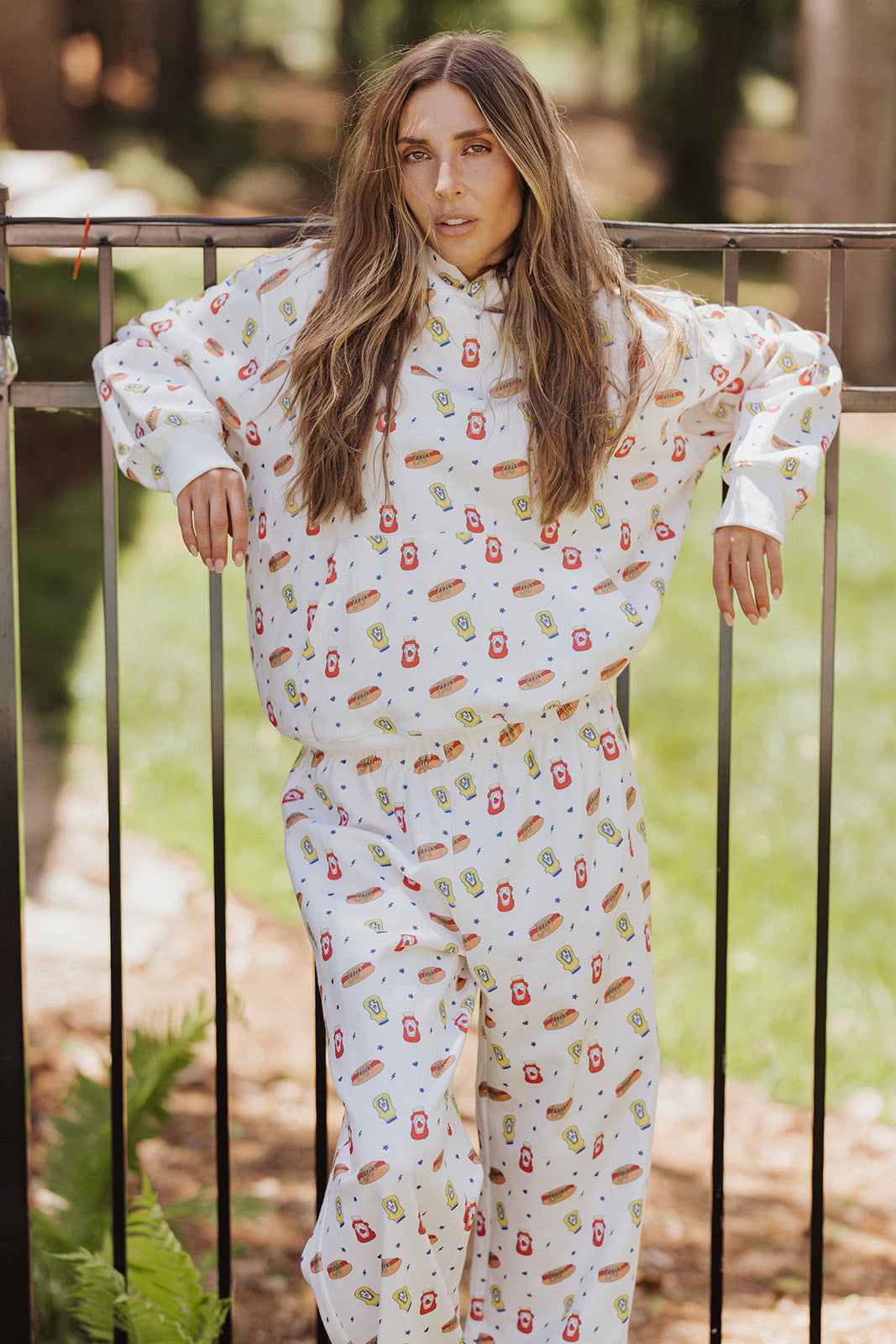 Girl Tribe Co Hot Dog Picnic Pattern Hoodie