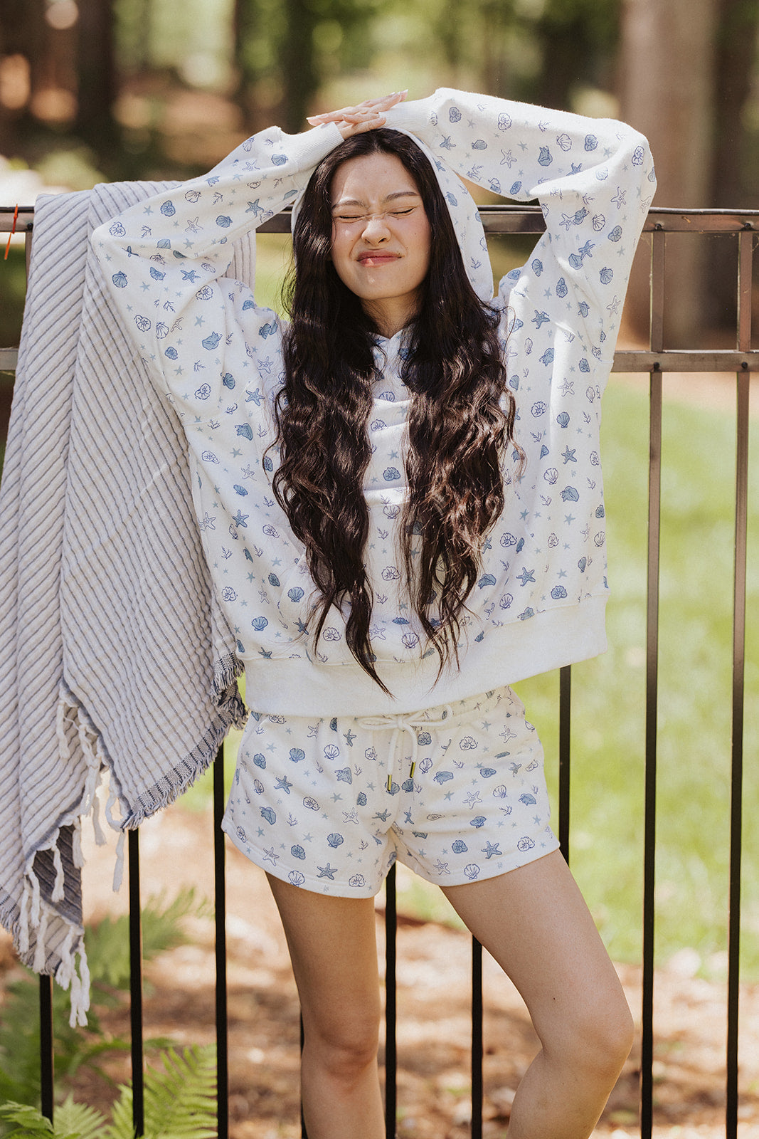Girl Tribe Co She Sells Sea Shells Pattern Hoodie