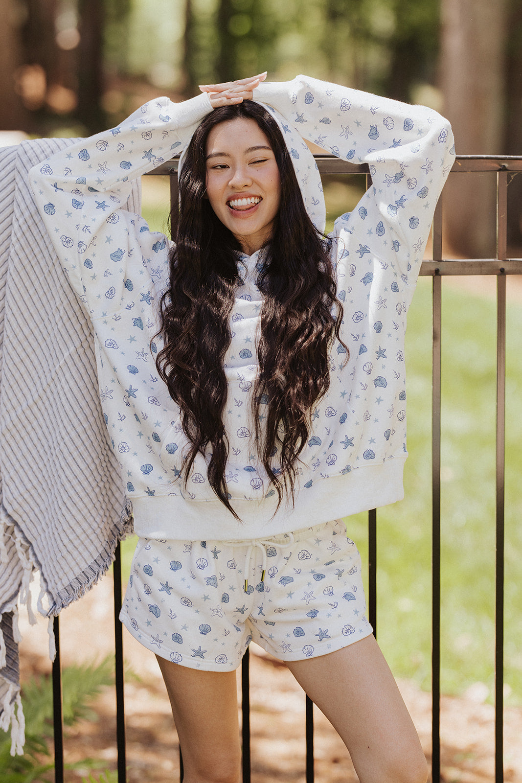 Girl Tribe Co She Sells Sea Shells Pattern Hoodie
