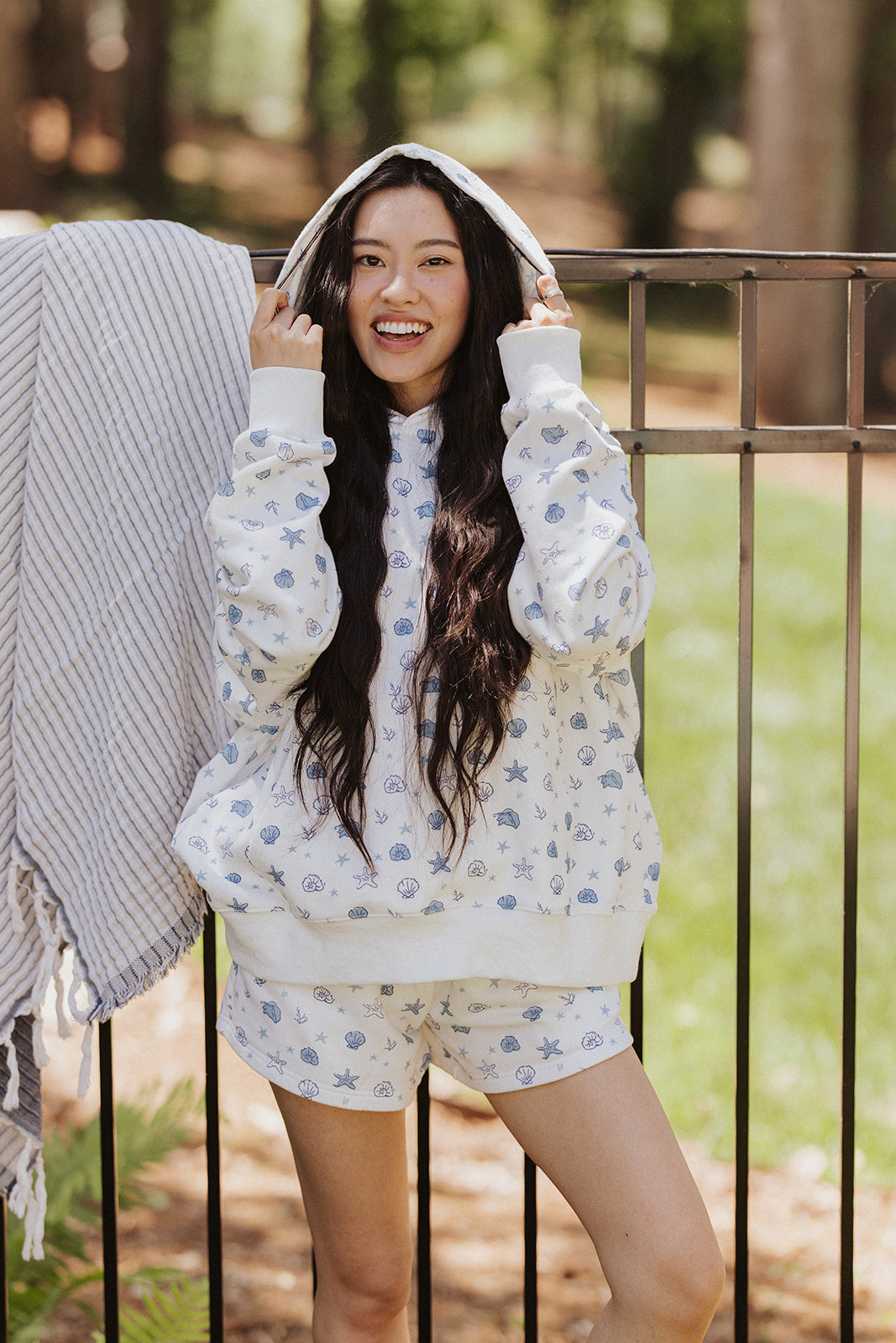 Girl Tribe Co She Sells Sea Shells Pattern Hoodie