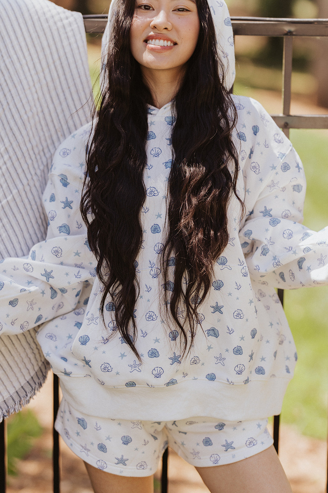 Girl Tribe Co She Sells Sea Shells Pattern Hoodie