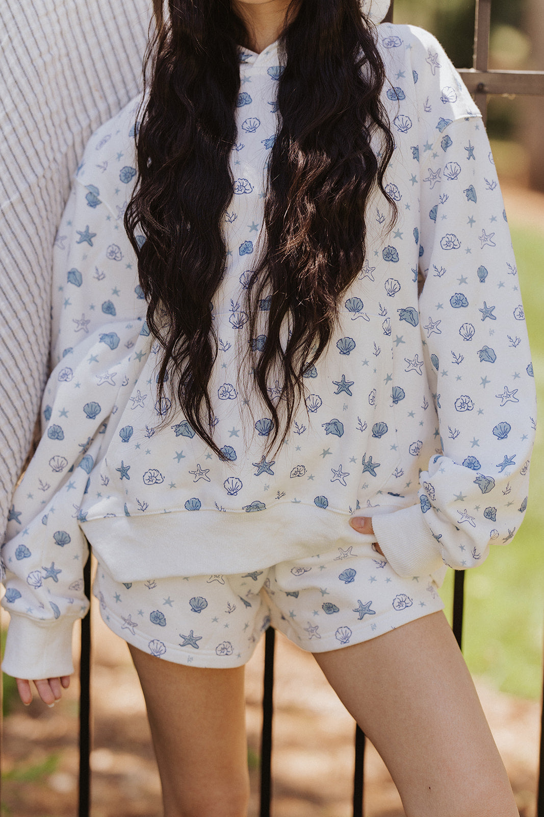 Girl Tribe Co She Sells Sea Shells Pattern Hoodie