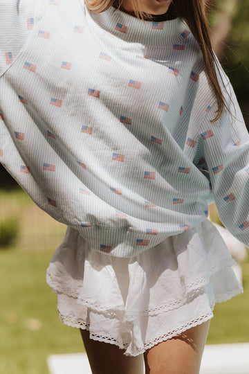 Girl Tribe Co American Stripes Pattern Mock Neck